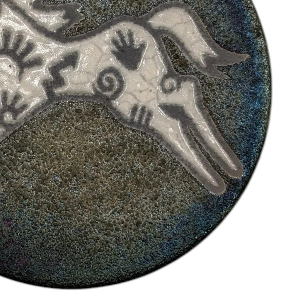 Jeremy Diller Raku Coaster Of Running Horse
